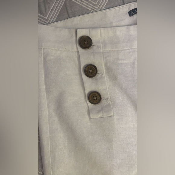 Armani Exchange Linen White Wide-Leg Trousers - Picture 2 of 8
